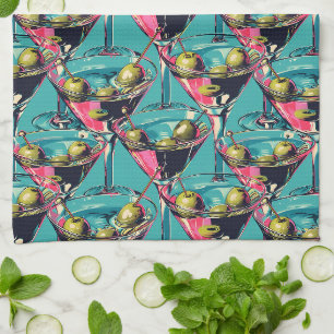 Retro Martini Glazen Keuken Handdoek