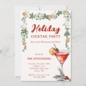 Retro Martini Kerst Cocktail Feestelijke Feest Kaart (Voorkant)