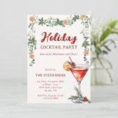 Retro Martini Kerst Cocktail Feestelijke Feest Kaart (Staand voorkant)