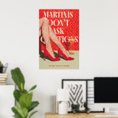 Retro Martini Kunstprint Glam Rode Hoge Hakken Poster (Thuiskantoor)