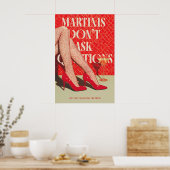 Retro Martini Kunstprint Glam Rode Hoge Hakken Poster (Keuken)