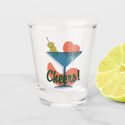 Retro Martini Madness Cheers Shot Glass Shot Glas (Voorkant)