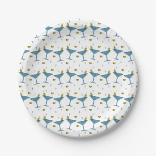 Retro Martini Madness Striped Papieren Bordje