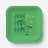 Retro Martini Napkins Papieren Bordje (Voorkant)