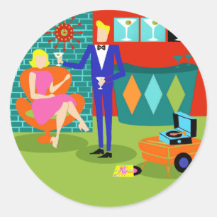 Retro Martini paar Stickers