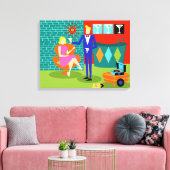 Retro Martini Paar Uitgerekt Canvas Print (Insitu (Woonkamer))