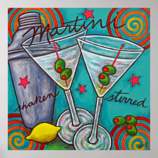Retro Martini Poster van Lisa Lorenz (Voorkant)