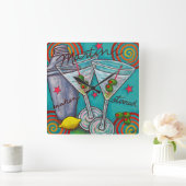 Retro Martini Square Wall Clock, Lisa Lorenz Vierkante Klok (Huis)