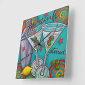 Retro Martini Square Wall Clock, Lisa Lorenz Vierkante Klok (Hoek)