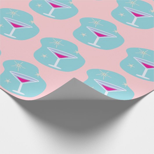 Retro Martini Wrapping Paper Cadeaupapier (Hoek)
