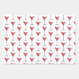 Retro Martinis 3 manieren die het Blad van de Band Inpakpapier Vel