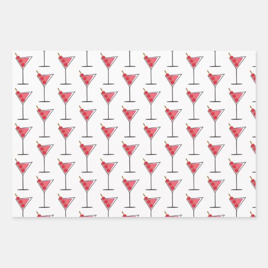 Retro Martinis 3 manieren die het Blad van de Band Inpakpapier Vel (Voorkant)