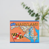 Retro Maryland Kaart Ansichtkaart (Staand voorkant)
