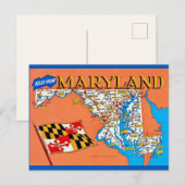 Retro Maryland Kaart Ansichtkaart (Voorkant / Achterkant)