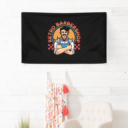 Retro Mascot Barbershop Spandoek (Insitu)