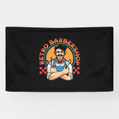 Retro Mascot Barbershop Spandoek (Horizontaal)