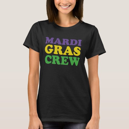 Retro Masquerade Mardi Gras Crew Beads Parade Cos T-shirt (Voorkant)