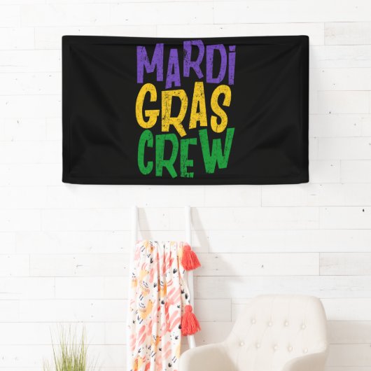 Retro Masquerade Mardi Gras Crew Beads Parade Spandoek (Insitu)