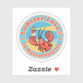 Retro Massachusetts Badge_ Kreeft met Schepenwiel Sticker (Vel)