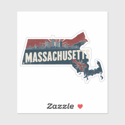 Retro Massachusetts Sticker (Vel)