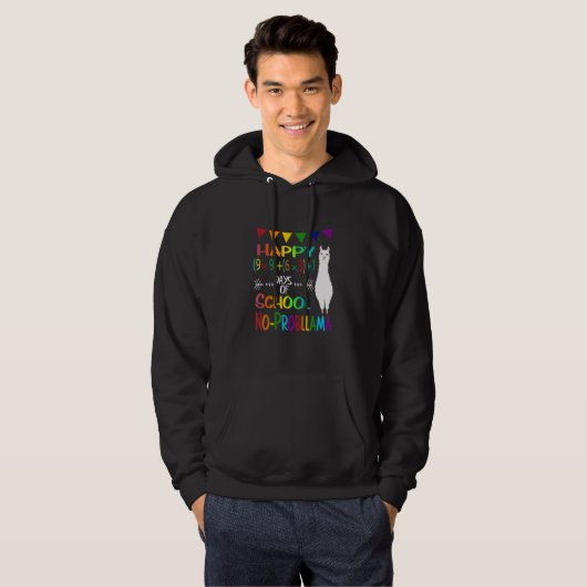Retro Math Formula 100 Days Of School No Prob Llam Hoodie (Voorkant volledig)