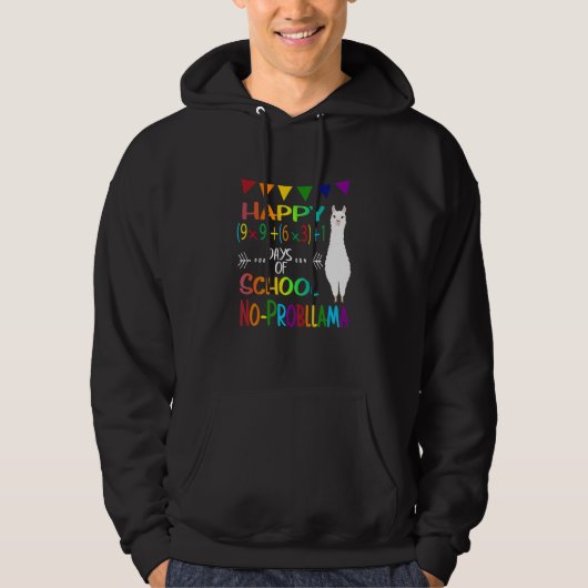 Retro Math Formula 100 Days Of School No Prob Llam Hoodie (Voorkant)