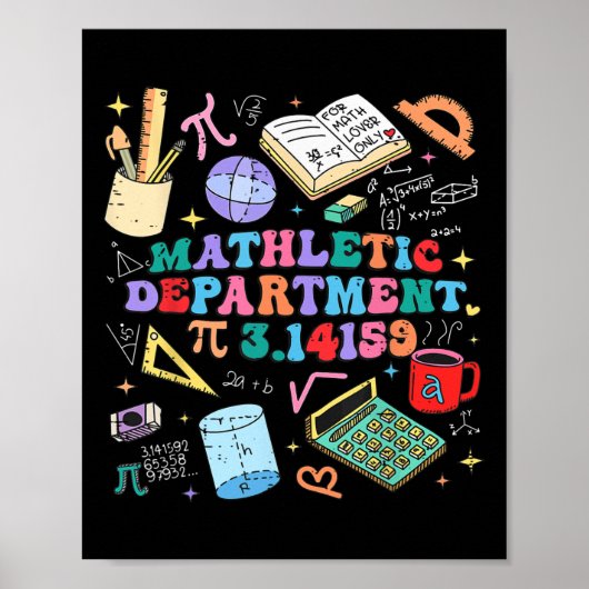 Retro Mathletic Department Pi Dag 3.14 Grappige Wi Poster (Voorkant)