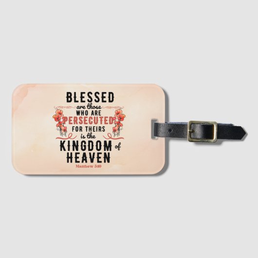 Retro Matteüs 5:10 Poppies Waterverf Bagagelabel (Voorkant (horizontaal))