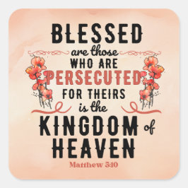 Retro Matteüs 5:10 Poppies Waterverf Vierkante Sticker