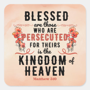 Retro Matteüs 5:10 Poppies Waterverf Vierkante Sticker