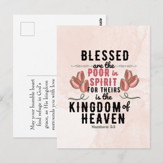 Retro Matteüs 5:3 Tulpen Waterverf Briefkaart (Voorkant / Achterkant)