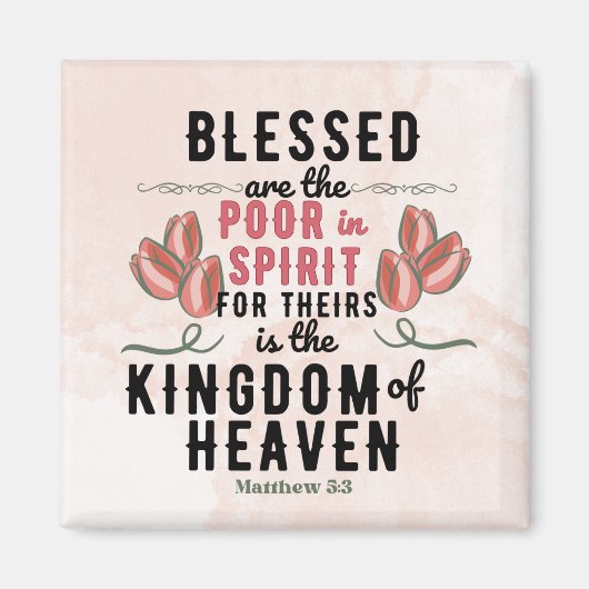 Retro Matteüs 5:3 Tulpen Waterverf Magneet (Voorkant)