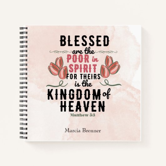 Retro Matteüs 5:3 Tulpen Waterverf Notitieboek (Voorkant)