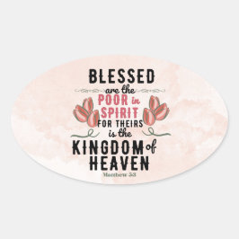 Retro Matteüs 5:3 Tulpen Waterverf Ovale Sticker