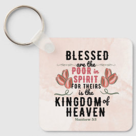 Retro Matteüs 5:3 Tulpen Waterverf Sleutelhanger