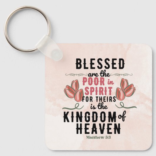 Retro Matteüs 5:3 Tulpen Waterverf Sleutelhanger (Voorkant)