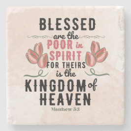 Retro Matteüs 5:3 Tulpen Waterverf Stenen Onderzetter