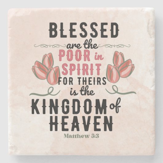 Retro Matteüs 5:3 Tulpen Waterverf Stenen Onderzetter (Voorkant)