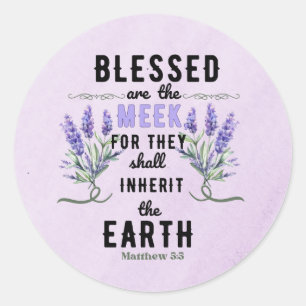 Retro Matteüs 5:5 Lavendel Waterverf Ronde Sticker