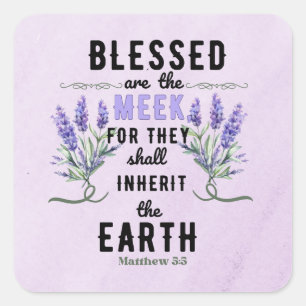 Retro Matteüs 5:5 Lavendel Waterverf Vierkante Sticker