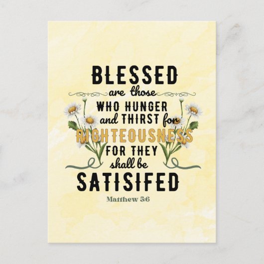 Retro Matteüs 5:6 Daisies Waterverf Briefkaart (Voorkant)