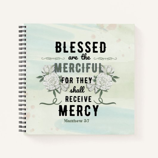 Retro Matteüs 5:7 Bijbelvers Notitieboek (Voorkant)