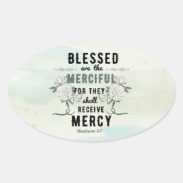Retro Matteüs 5:7 Bijbelvers Ovale Sticker