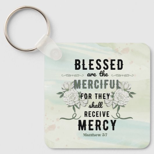 Retro Matteüs 5:7 Bijbelvers Sleutelhanger (Voorkant)