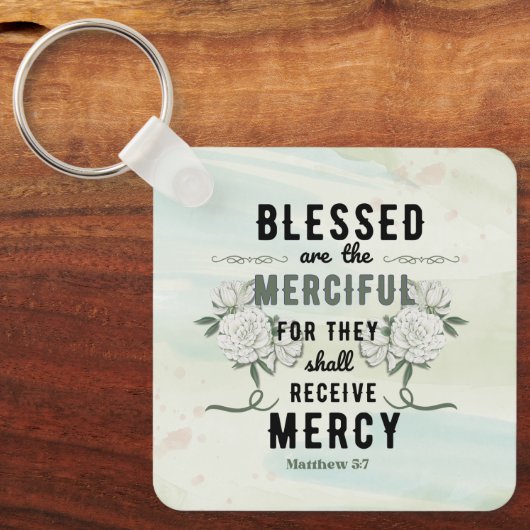 Retro Matteüs 5:7 Bijbelvers Sleutelhanger (Voorkant)