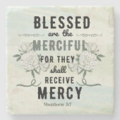 Retro Matteüs 5:7 Bijbelvers Stenen Onderzetter (Voorkant)