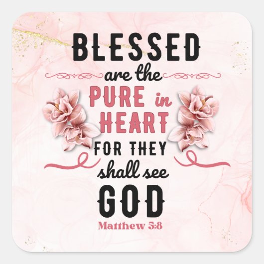 Retro Matteüs 5:8 Calla Lillies Waterverf Vierkante Sticker (Voorkant)