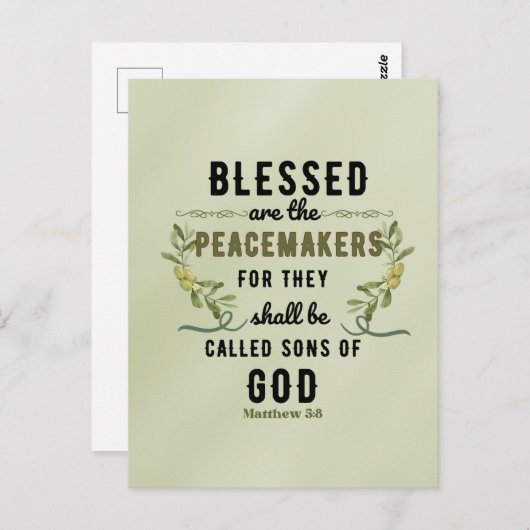Retro Matteüs 5:9 Olijftak Waterverf Briefkaart (Voorkant / Achterkant)