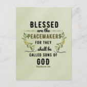 Retro Matteüs 5:9 Olijftak Waterverf Briefkaart (Voorkant)