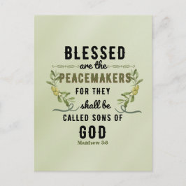 Retro Matteüs 5:9 Olijftak Waterverf Briefkaart
